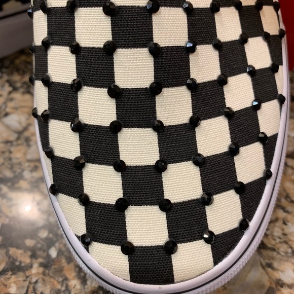 NWT Custom Vans Checkerboard Black Crystals - Picture 2 of 4